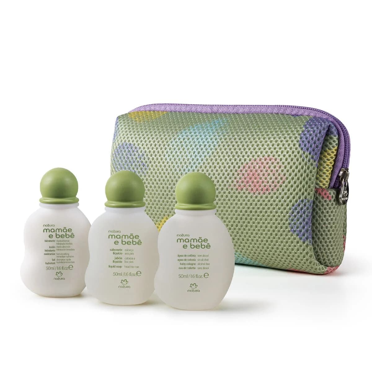 Kit Miniatura Mamãe e Bebê — Colônia 50ml + Sabonete Líquido 50ml + Hidratante 50ml + Nécessaire — foto 1